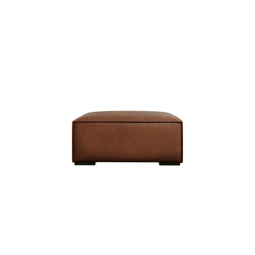 Cosmopolitan Design - Poef Turin echt leer bruin - 100x100x39cm