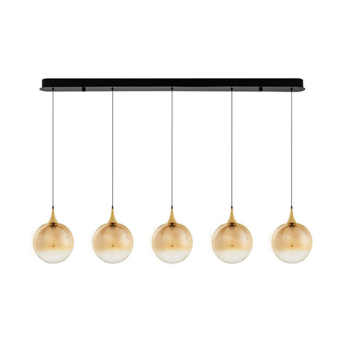 Nova Luce ORENDA Hanglamp voor aan het plafond in de stijl van een bar, champagne, messing goud, mat zwart, Triac dimbare LED 20W 1250lm 3000K