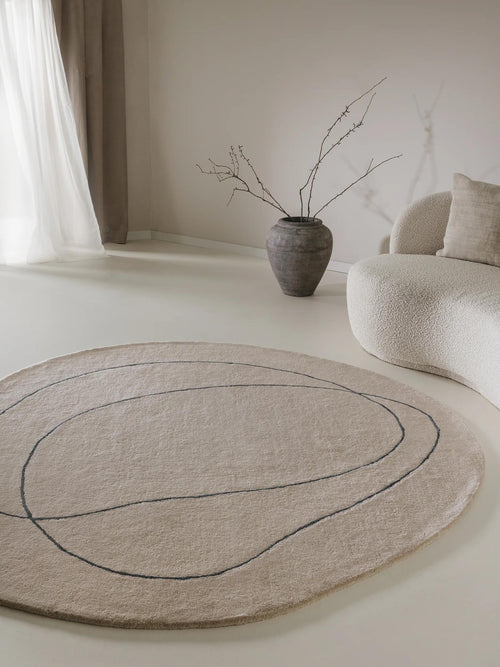 benuta wollen vloerkleed Shape - crème - ø 200 cm