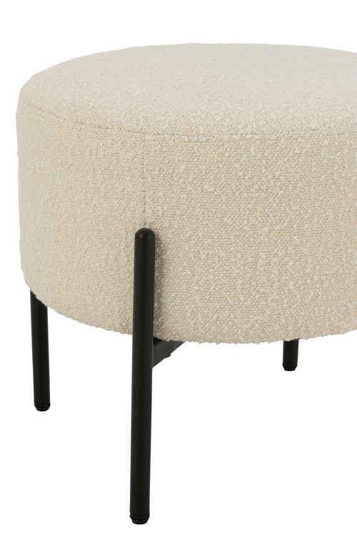 J-Line kruk Bouclé - hout - wit/zwart - vtwonen shop