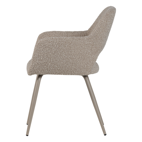 WOOOD eetkamerstoel Jenny - Bouclé - Zand Melange - Set Van 2 - 80x58x58