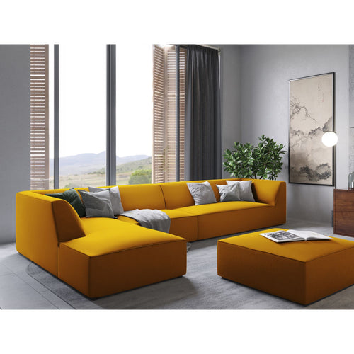 Cosmopolitan Design - Modulaire hoekbank links Siena 5-zits, flueel geel - 180x366x69cm
