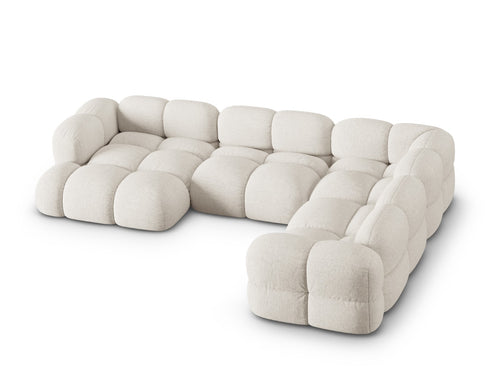 Cosmopolitan Design Panoramische hoekbank rechts Loretto 5-zits, structurele stof beige - 250x345x68cm
