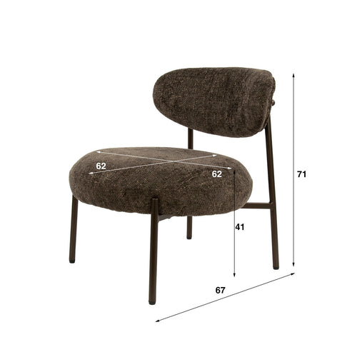 Giga Meubel Fauteuil Round Tissee - Bruin Stof - 62x67x71cm