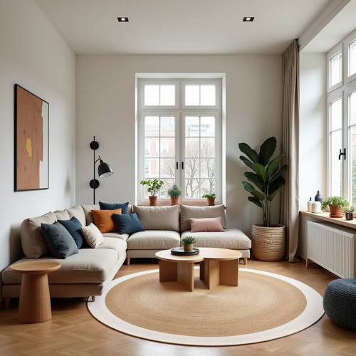 Mrcarpet Rond jute vloerkleed naturel/wit met rand 160cm - vtwonen shop