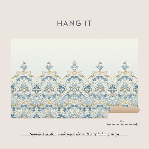 William Morris at Home Fotobehang - Strawberry Thief Soft Blue - 400x250 cm - vtwonen shop