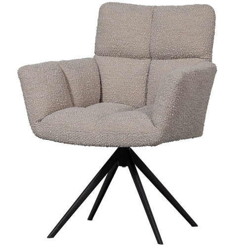 WOOOD draaistoelen Vinny - Bouclé - Zand - Set van 6