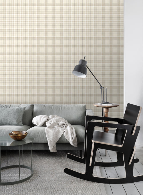 ESTAhome behang ruiten beige - 53 cm x 10.05 m - 137722