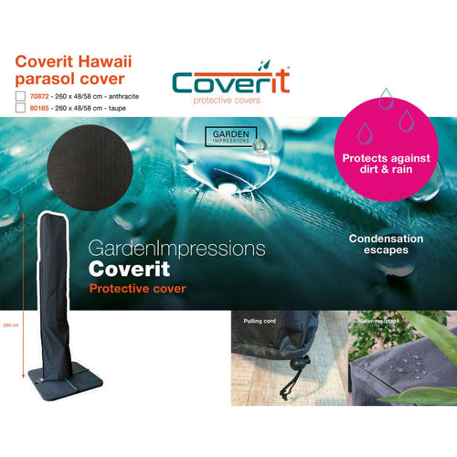 Garden Impressions zweefparasol Hawaii donker grijs 3x3 m incl 90 kg voet en hoes