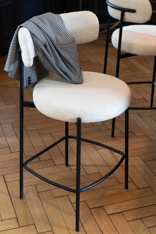 J-Line barstoel Bouclé - multiplex/polyester - wit/zwart - vtwonen shop