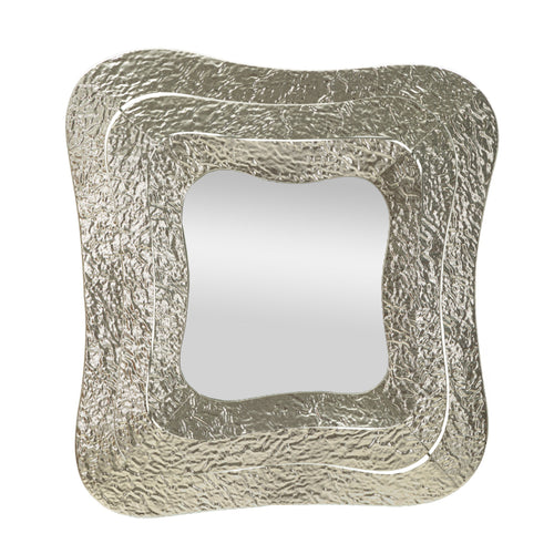 Vierkant wandspiegel van zilver metaal 74x7x79 cm