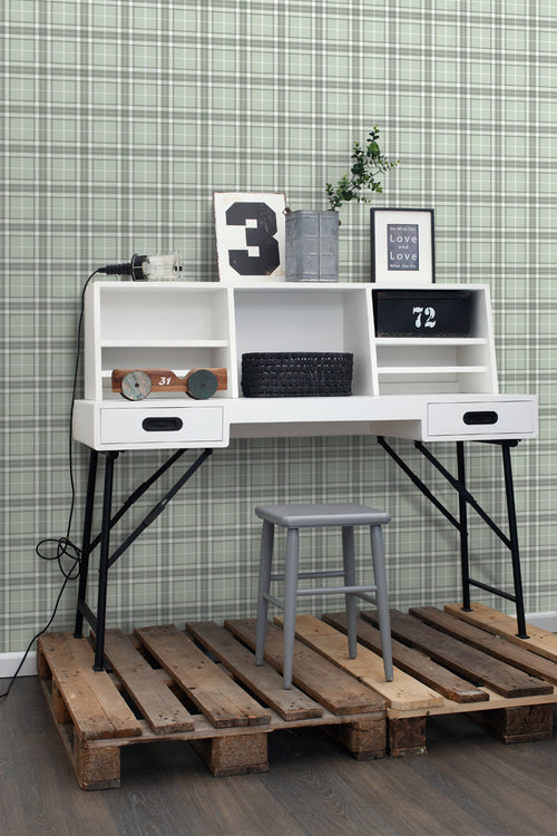 ESTAhome behang ruiten mintgroen - 53 cm x 10.05 m - 138952