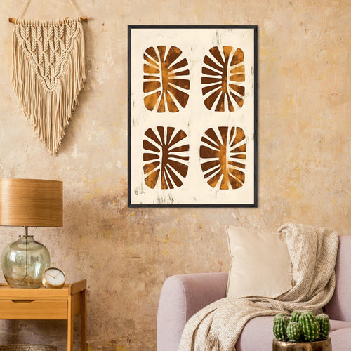 Artfulprints Poster Boho – Leaf cutouts   - 50x70 cm - Bruin