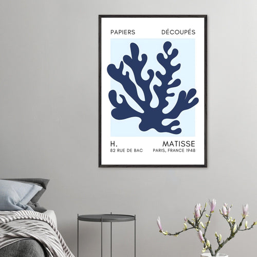 Artfulprints Poster Matisse – Saltflower shapes navy blue II   - 70x100 cm - Blauw