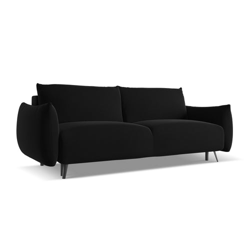 LaMiaSofa 3-zits slaapbank Genova - velours - zwart - 230x105x86