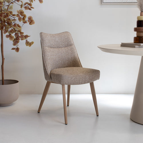 DÉJA Living Eetkamerstoel Meau - Taupe/Naturel - Zithoogte 47cm - Set van 2 - vtwonen shop