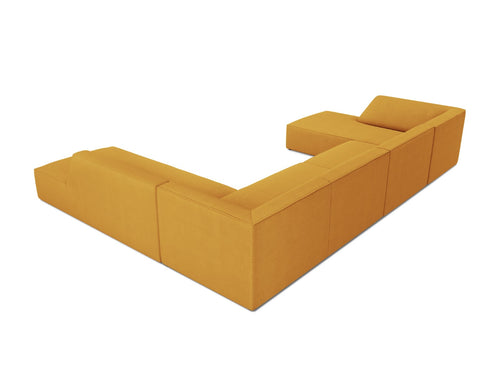 Micadoni - Panoramische hoekbank rechts "Ruby" 7 zitplaatsen, structurele stof, geel - 273x366x69cm