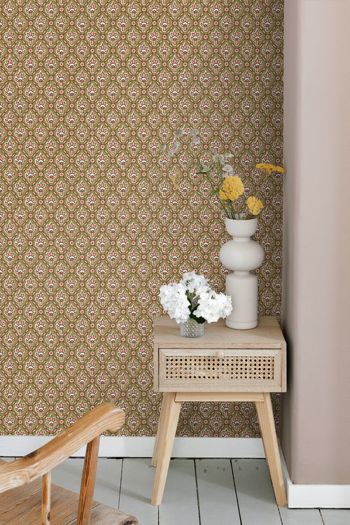 ESTAhome behang vintage bloemen groen - 50 x 900 cm - 131545 - vtwonen shop