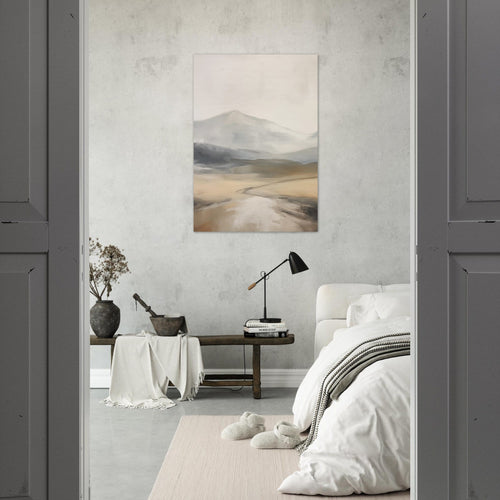 Artfulprints Poster met Lijst Abstract - Fuji path   - A4 21x29.7 cm - Taupe