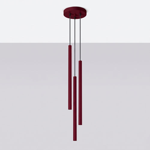 Sollux Lighting Hanglamp PASTELO 3P bordeaux - 19,5x19,5x115cm