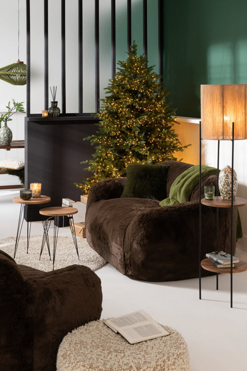 J-Line vloerlamp - ijzer/mango - naturel/zwart
