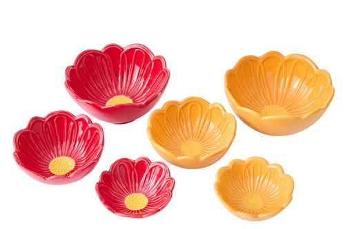 J-Line schaal Bloem - porselein - mix - large - doos van 2