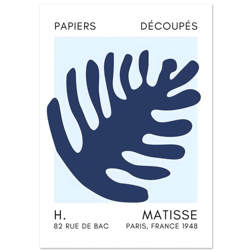 Artfulprints  Matisse – Coral bloom navy blue I   poster A4 21x29.7 cm - vtwonen shop