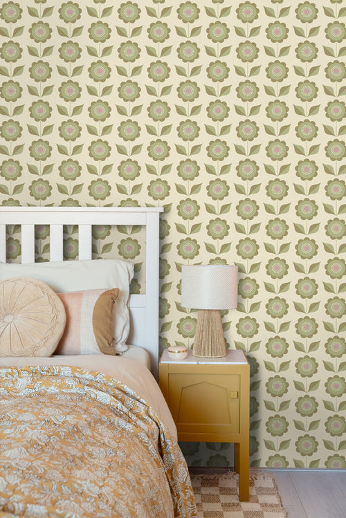 ESTAhome behang bloemen vergrijsd groen - 50 x 900 cm - 130979 - vtwonen shop