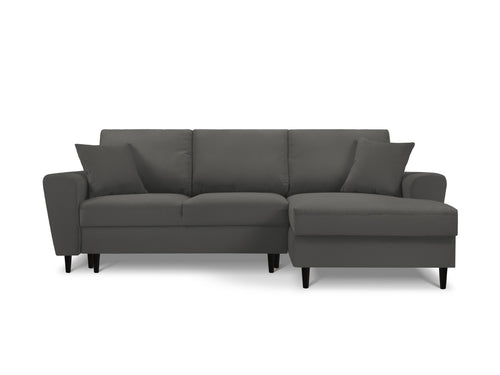 Cosmopolitan Design Converteerbare hoekbank rechts met opbergdoos Kyoto 4-zits, ribfluwelen, grijs - 145x241x88cm
