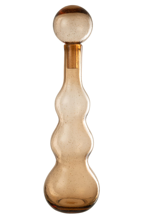 J-Line decoratie fles + stop Carol - glas - caramel - large