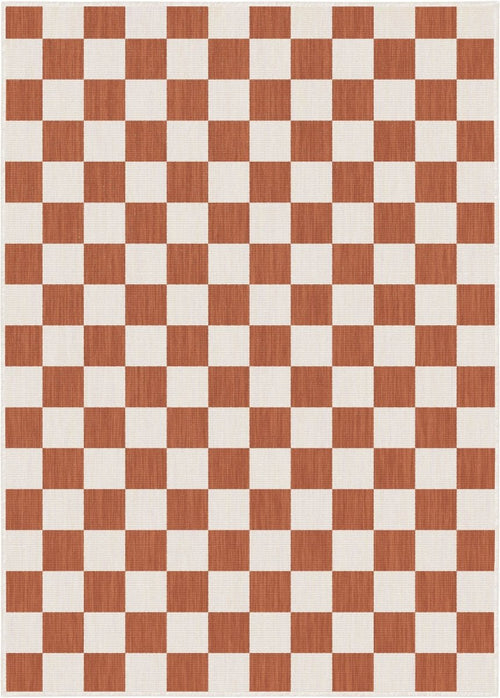 Buitenkleed Level blokken - checkerboard - roest - Interieur05 - 240 x 340 cm - vtwonen shop