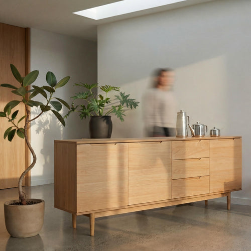 Furnhouse 4-deurs dressoir Kerteminde - Natuurlijk eikenhout - MDF, eikenfineer - 45x213x80