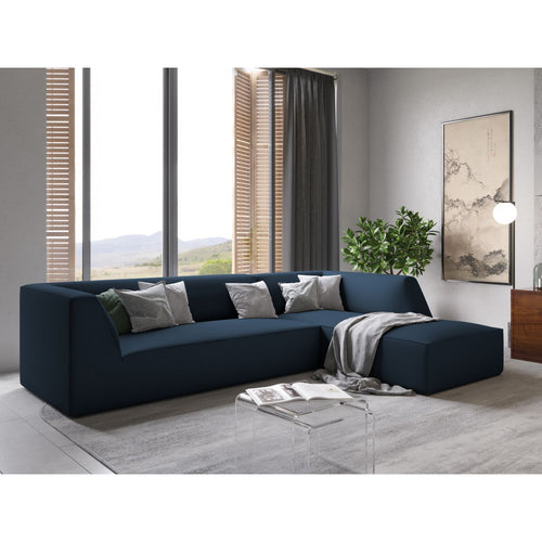 Cosmopolitan Design - Modulaire hoekbank rechts Siena 4-zits, structurele stof marineblauw - 180x273x69cm