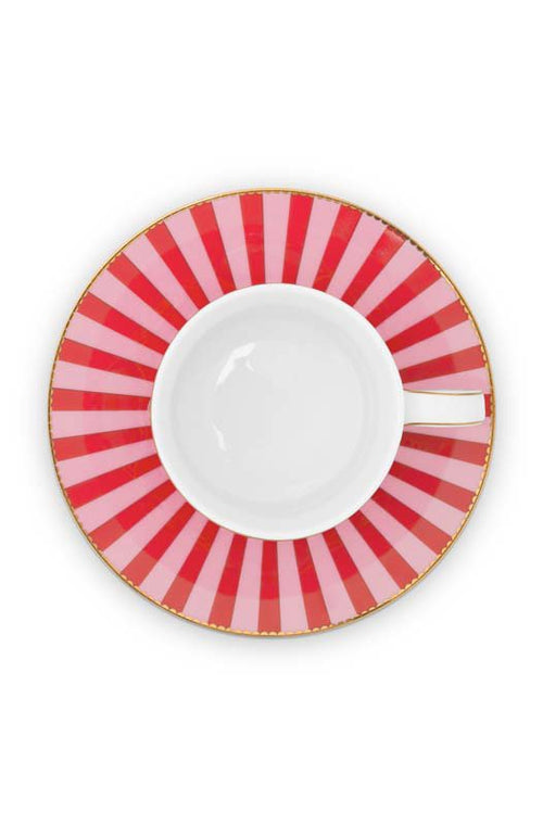 Pip Studio Kop en Schotel - Love Birds - Rood - 250ml - Set van 2