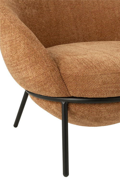 J-Line loungestoel + poef - ijzer - terracotta/zwart