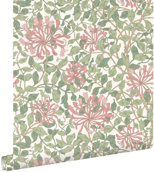 ESTAhome behang bloemen groen en roze - 50 x 900 cm - 131029 - vtwonen shop