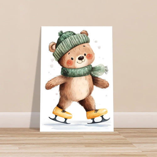 Artfulprints  Schaatsende beer   poster 30x40 cm - vtwonen shop