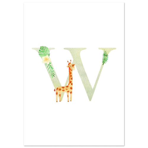 Artfulprints Poster Letter W kindernaam   - 70x100 cm - Meerkleurig