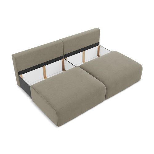 LaMiaSofa 3-zits slaapbank Ostia - textuurstof - donkerbeige - 216x102x79
