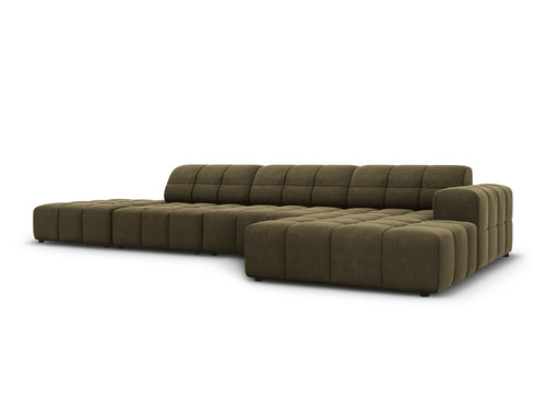Cosmopolitan Design rechter hoekbank Chicago 5-zits, flueel groente - 167x348x78cm