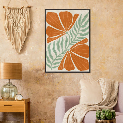 Artfulprints Poster Boho – Orange florals   - 50x70 cm - Oranje