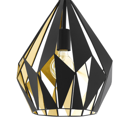 EGLO hanglamp Carlton 1 - e27 - ø 31cm - zwart/goud - vtwonen shop