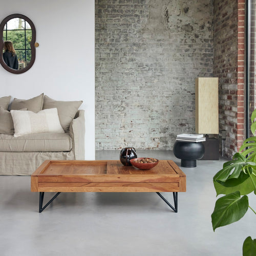 Tikamoon Massief acacia salontafel met opbergruimte - Donkerbruin - vtwonen shop