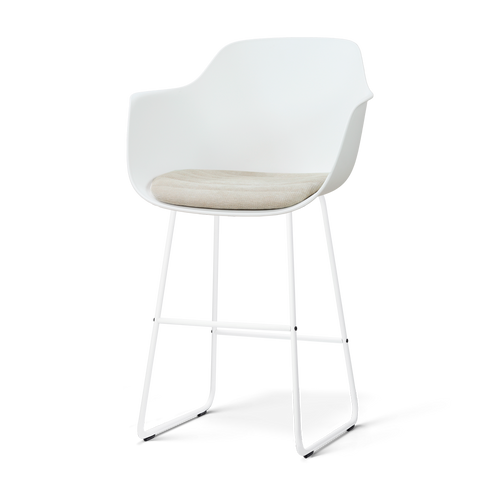 Nolon Nino-Liz barkruk wit met naturelbeige zitkussen - wit onderstel - 75 cm