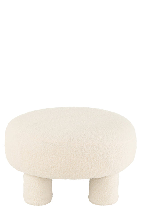 J-Line kruk Rond Teddy voeten Bouclé - textiel - wit