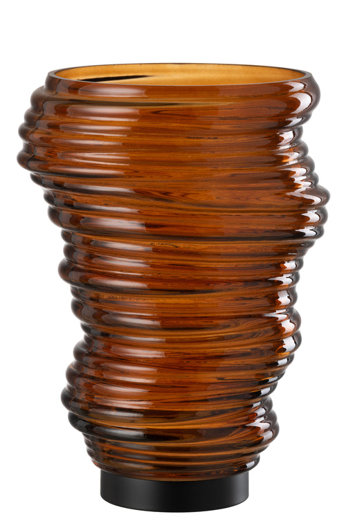 J-Line vaas Tornado - glas - bruin - large - 27.5 cm hoog - vtwonen shop