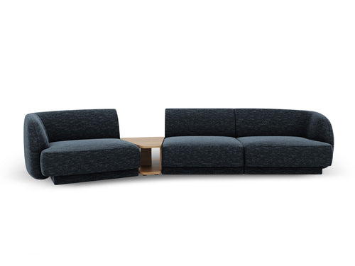 Micadoni linker modulaire bank Miley 3-zits, chenille, koningsblauw - 126x303x70cm