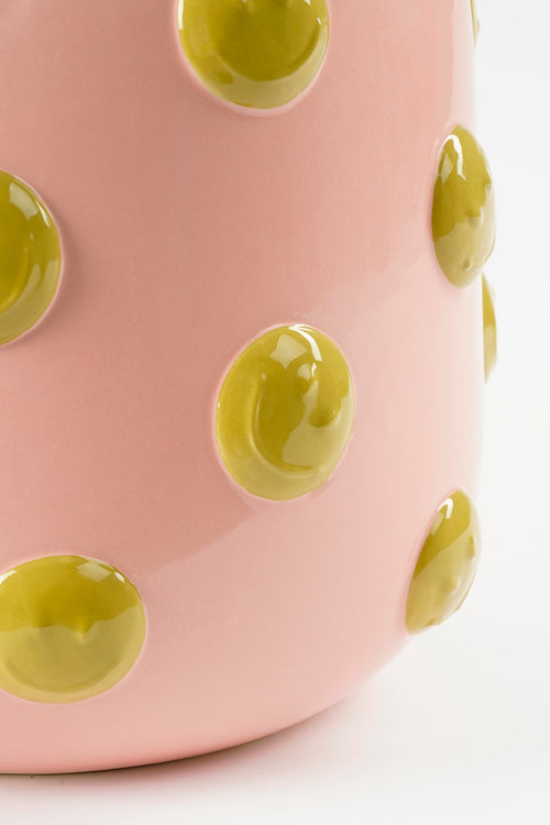 Mica Decorations Smiley Vaas - H28 x Ø29 cm - Keramiek - Lichtroze, Oker