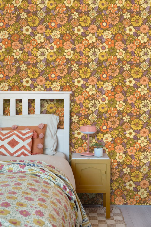 ESTAhome behang retro bloemen terracotta - 50 x 900 cm - 131809