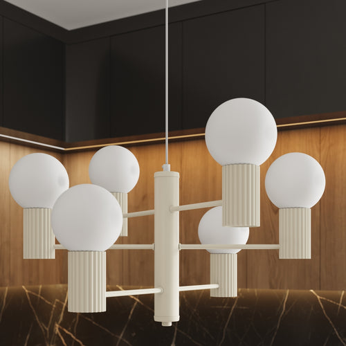 Sollux Lighting Kroonluchter HALO 6 beige - 64x64x230cm